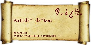Valló Ákos névjegykártya